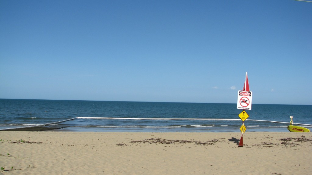 The stinger net at Yorkey's Knob North Queensland.  The beach was closed due to marine stingers this day.