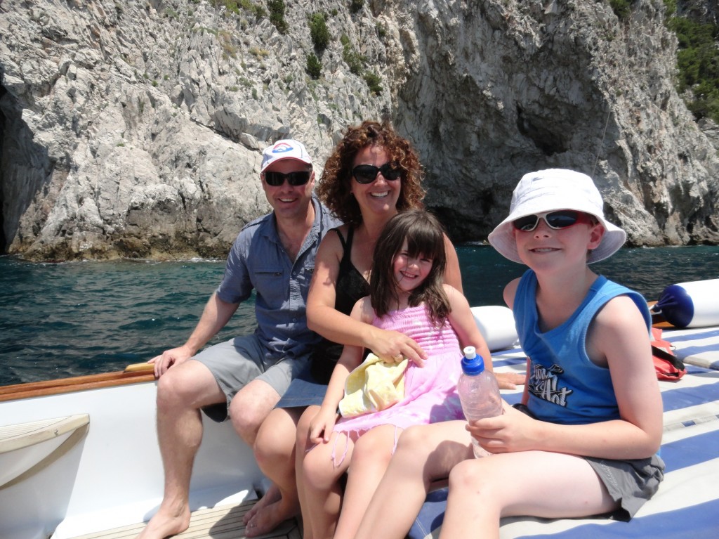 Amanda Woodward and her family on the Amalfi Coast.