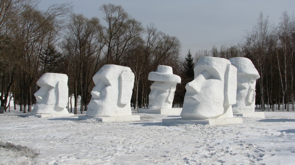 Easter Island statues at Sun Island in Harbin