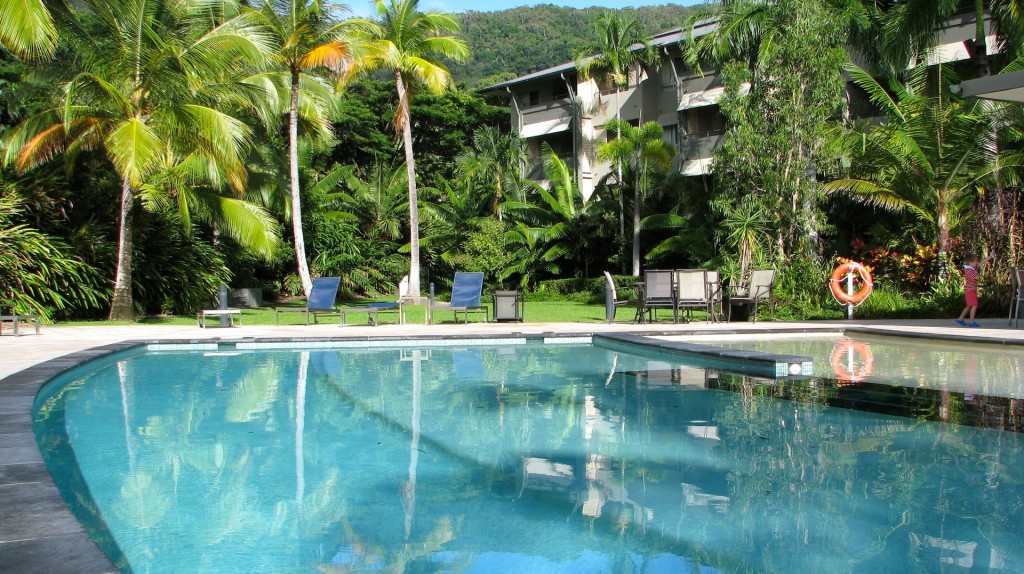 The three-tiered resort pool