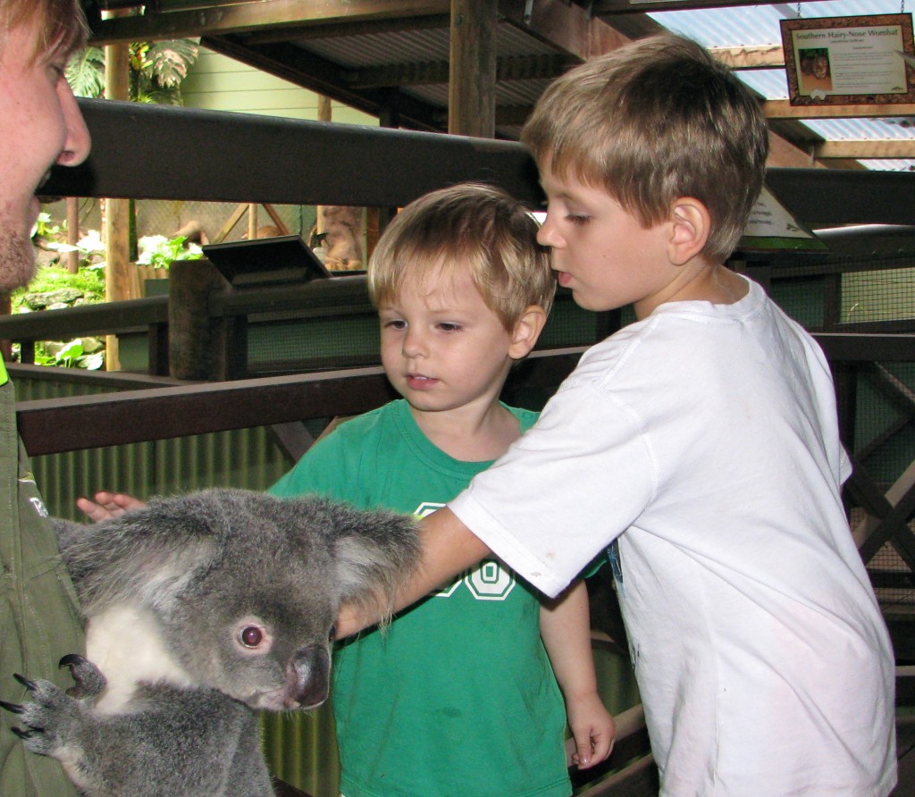 Making a new friend at Rainforestation Nature Park