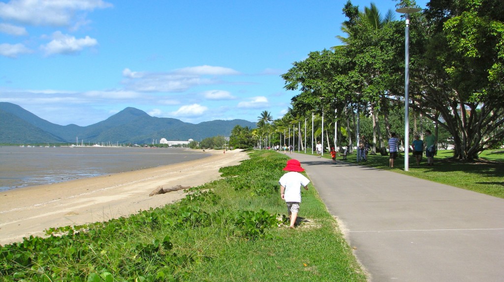Walking along the Cairns Esplanade