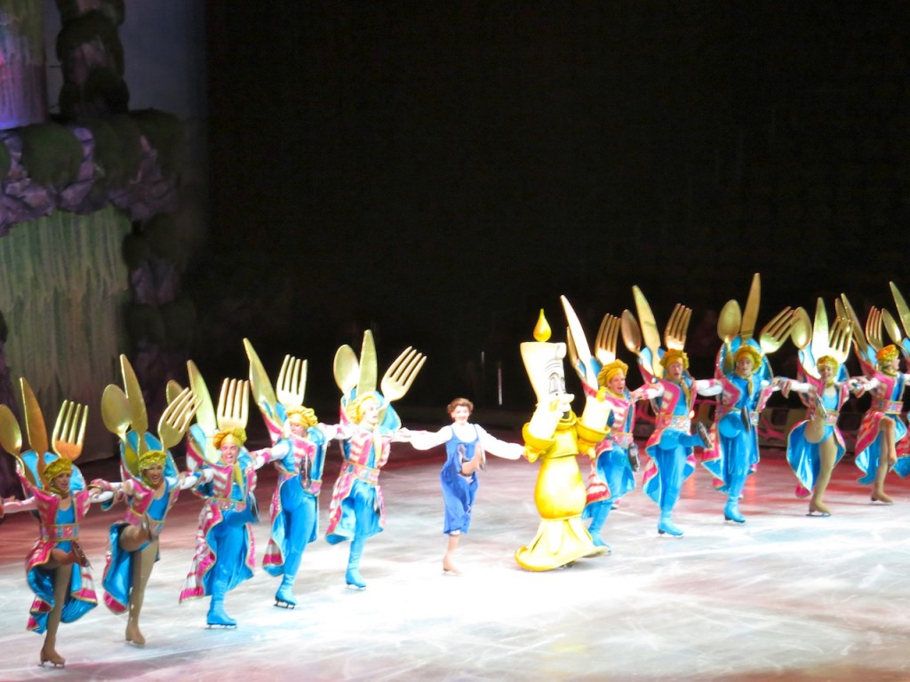 Bell, Lumiere, and a whole lotta skating cutlery. Disney on Ice! Princesses and Heroes.