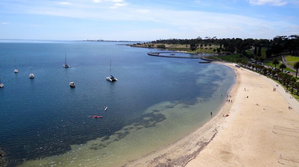 East Beach Geelong the site of some very satisfying sand play for Bub 2