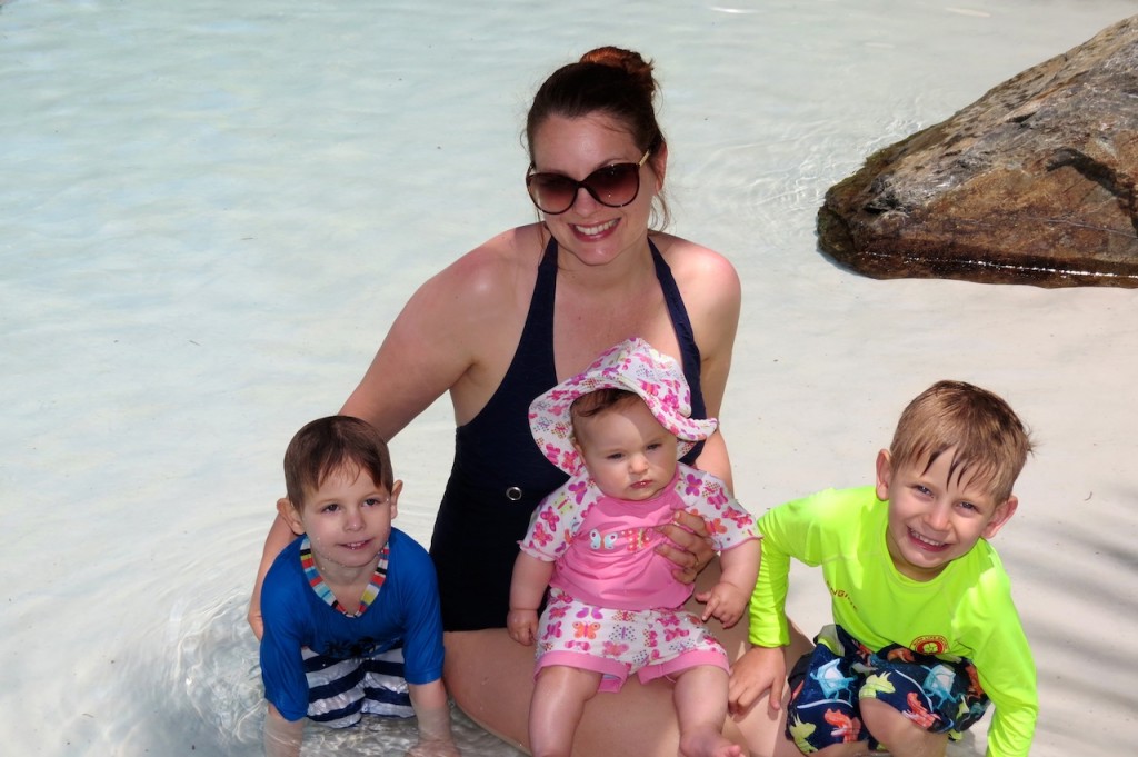 I traveled on my lonesome with these young monkeys to Trinity Beach.  In our hotel pool at the Marlin Cove Resort