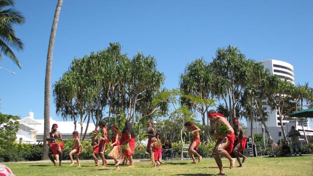 Kawandji-Wimpa dancers at the the Cairns Indigenous Art Fair