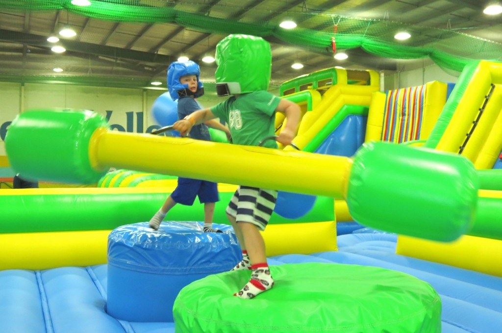 Battling it out on the jousting podiums