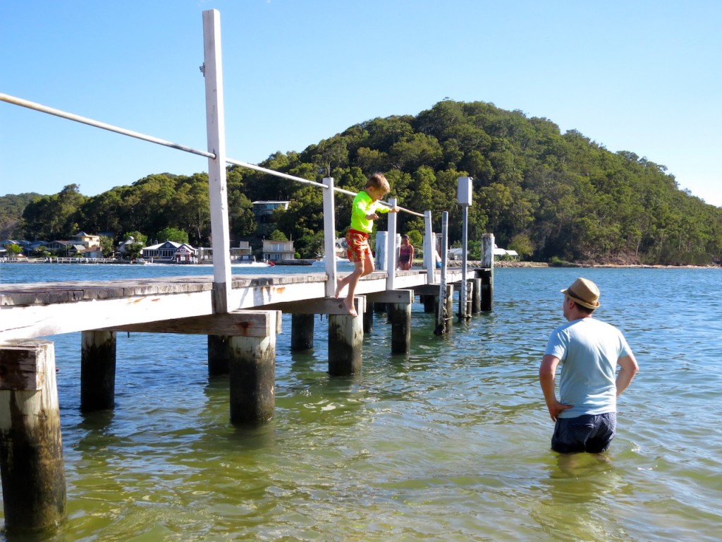 A first for this kid - jumping off a pier at Ettalong