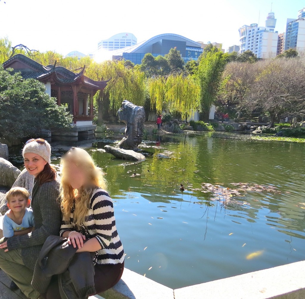 Myself, my son and our au pair "Mary".  We took Mary to Sydney with us and visiting the Chinese Garden of Friendship.  I didn't know that about a month later Mary would hide a 29 year old man into our home.