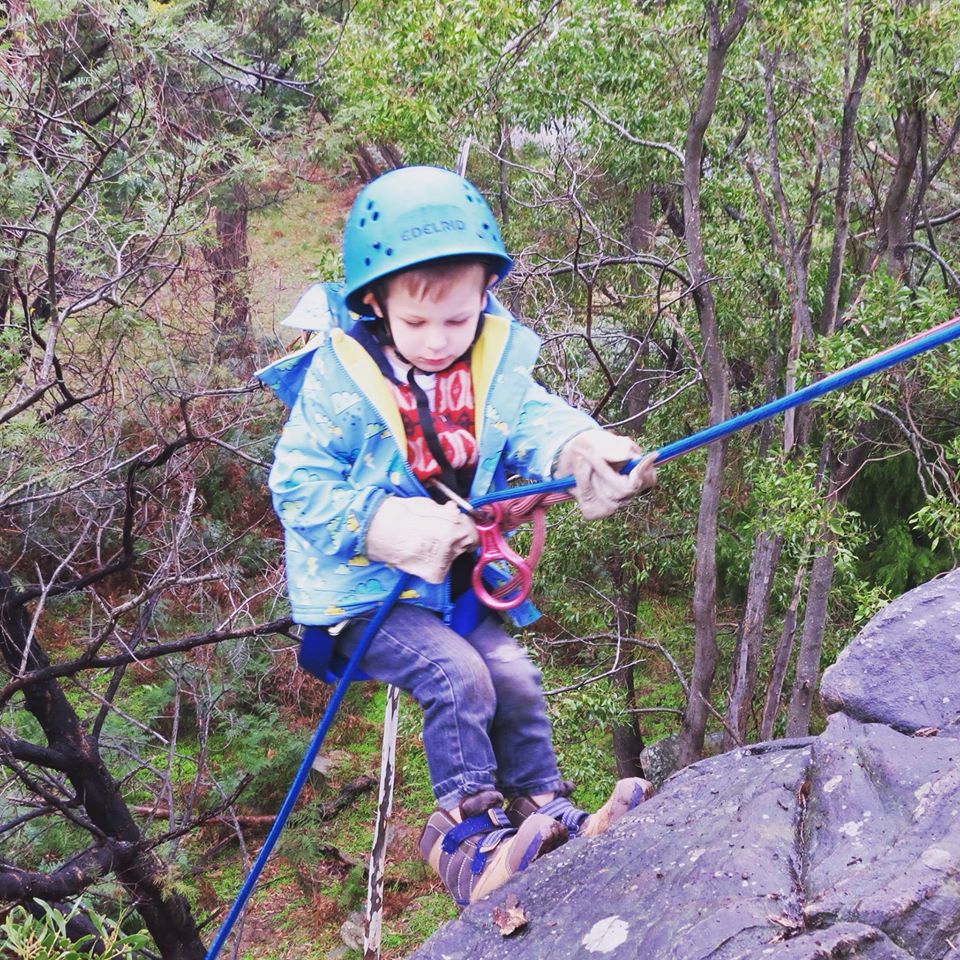 Abseiling in the Grampian Ranges Victoria.  We stayed at the Big 4 Grampians Parkgate Resort with a babysitter.  They had school holiday kids club and this is what my son got up to while I was at work.