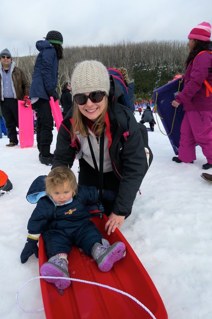 Myself and Little Lady BubNotice all the people around us?  This was about as much personal space as we got at the snow