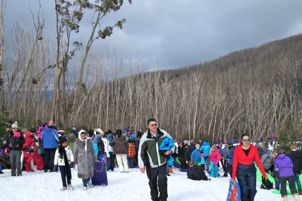 Battling the weekend crowds at Lake Mountain