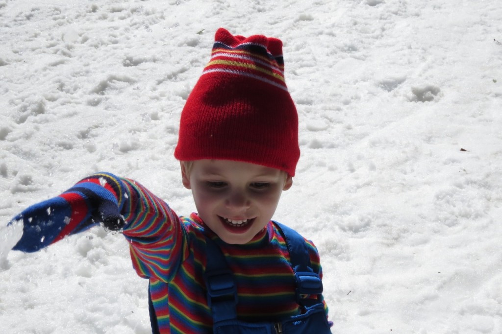 Bub 2 throwing one of a hundred snowballs