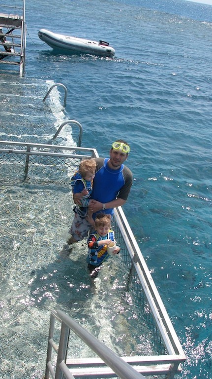 Feeding fish at the Outer Great Barrier Reef. Sunlover Cruises