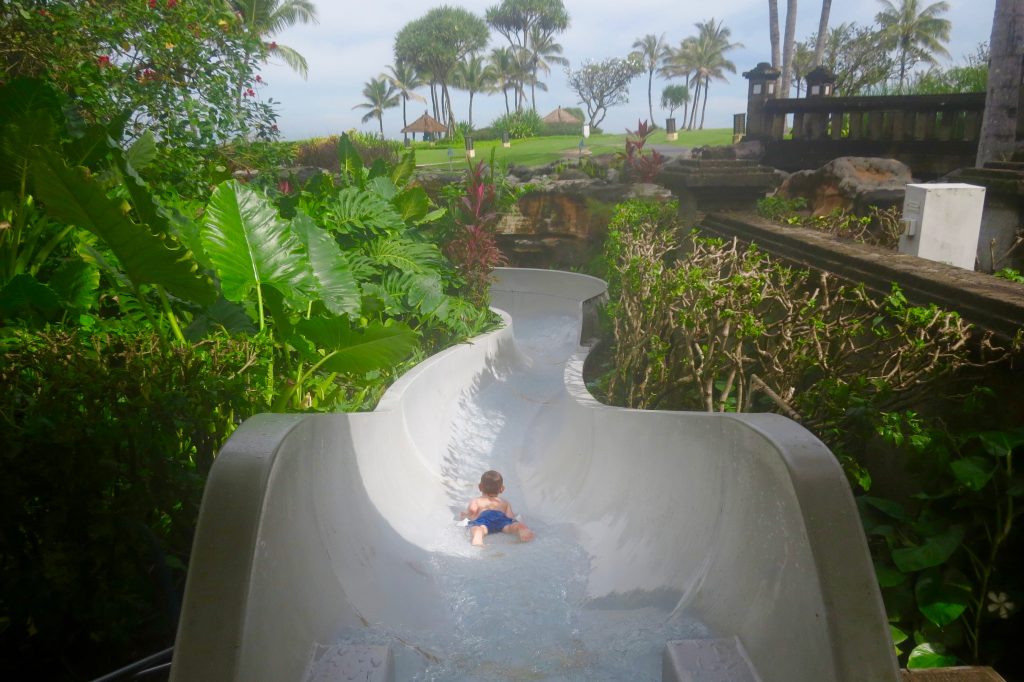 The Pan Pacific Nirvana Bali pool has 3 waterslides 
